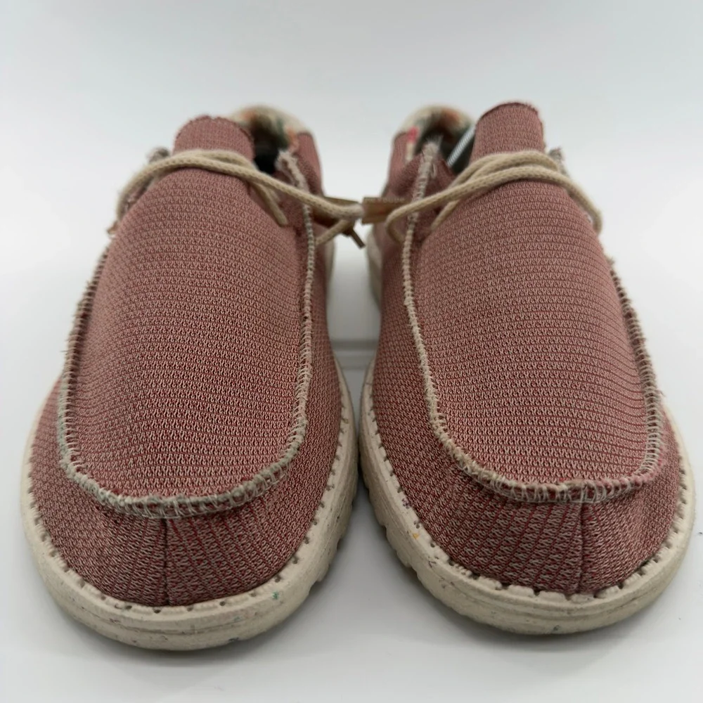 Hey Dude Wally Eco Mens 11 Rose Red Knit Slip On Loafers Shoes